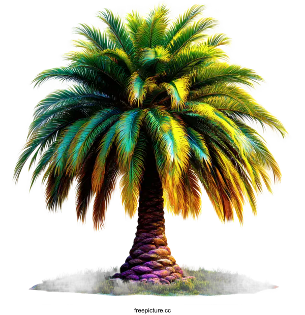 [Transparent Background PNG]Vibrant Colorful Palm Tree Illustration