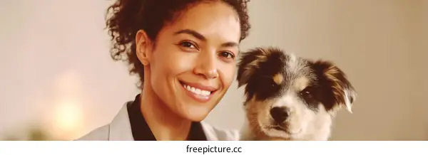 Woman and Puppy Portrait Close Up