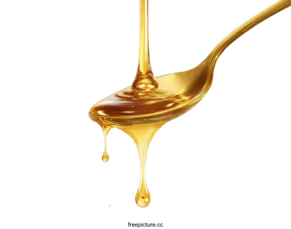 [Transparent Background PNG]Honey Dripping from Spoon Close-up