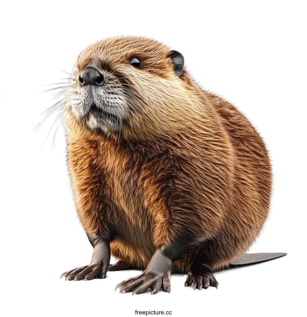 [Transparent Background PNG]Detailed Beaver Illustration Against White Background