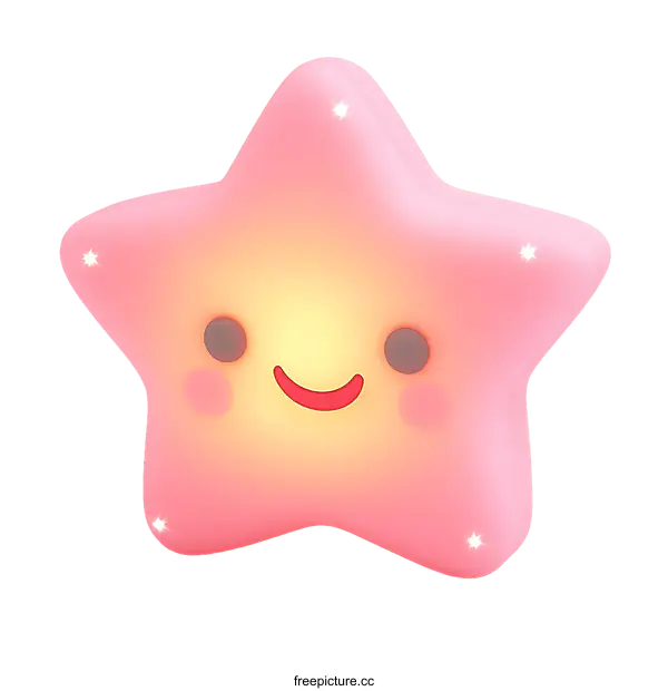 [Transparent Background PNG]Cute Pink Star Night Light Illustration