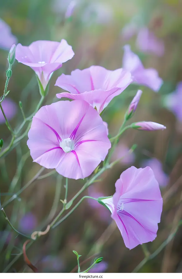 Delicate Pink Flowers Blooming in a Meadow