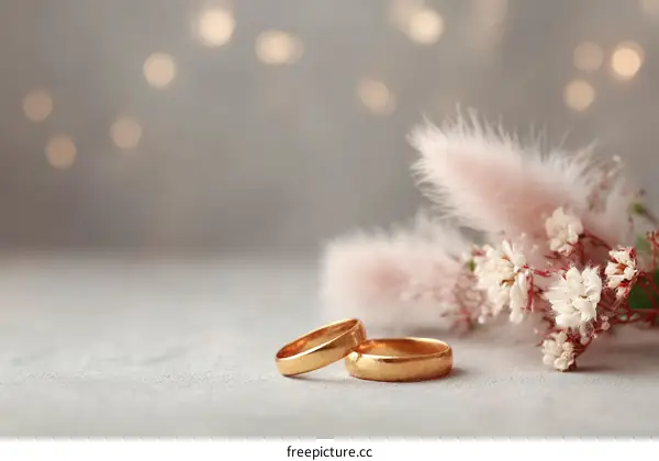 Elegant Wedding Rings with Soft Flowers