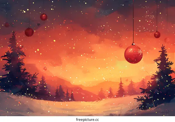 Christmas Snow Scene Illustration