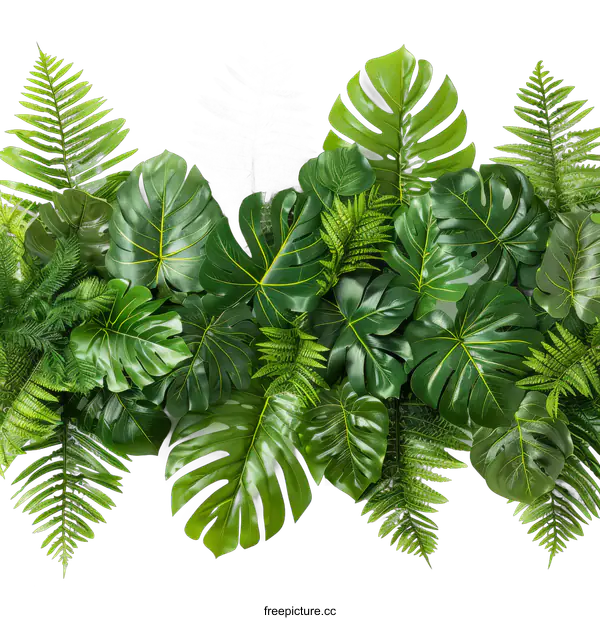 [Transparent Background PNG]Tropical Green Leaves on transparent background