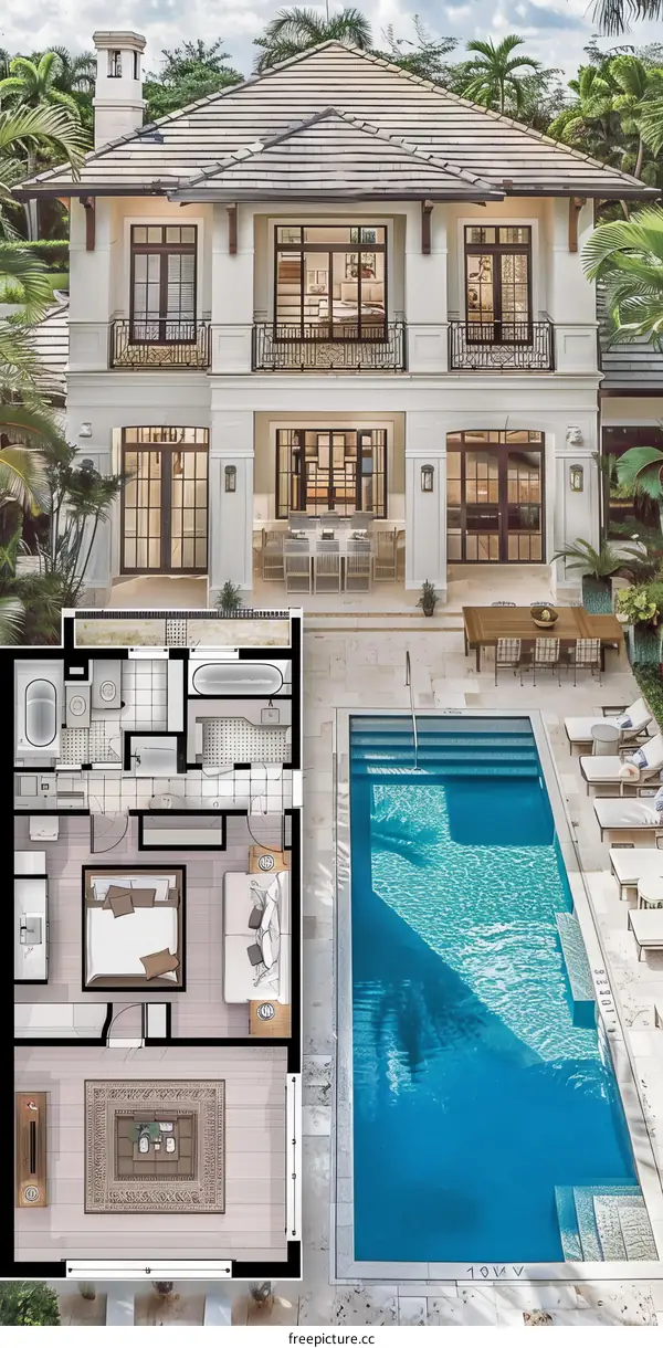 Luxury House Plan with Pool
