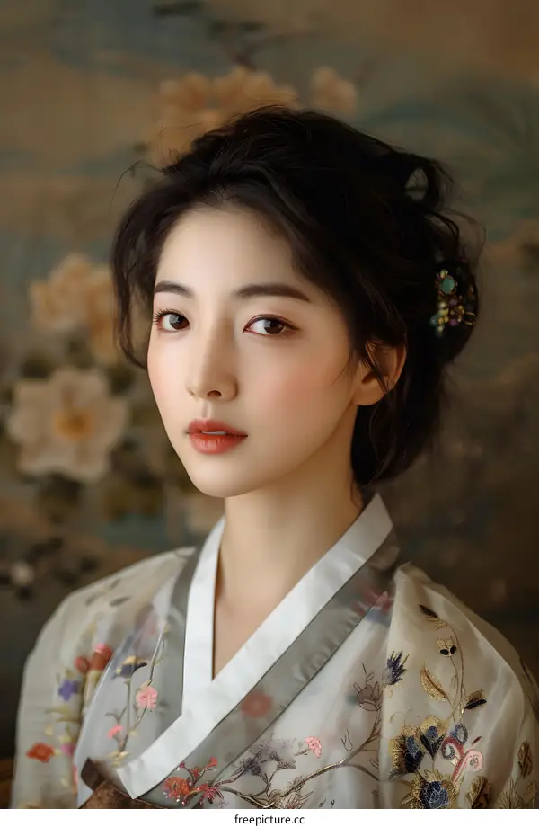 Portrait of a young woman in traditional Korean dress