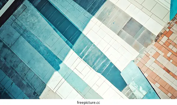 Abstract Perspective of Blue and White Tiles