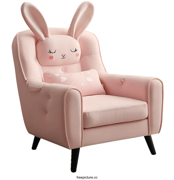 [Transparent Background PNG]Cute Pink Rabbit Shaped Armchair for Kids