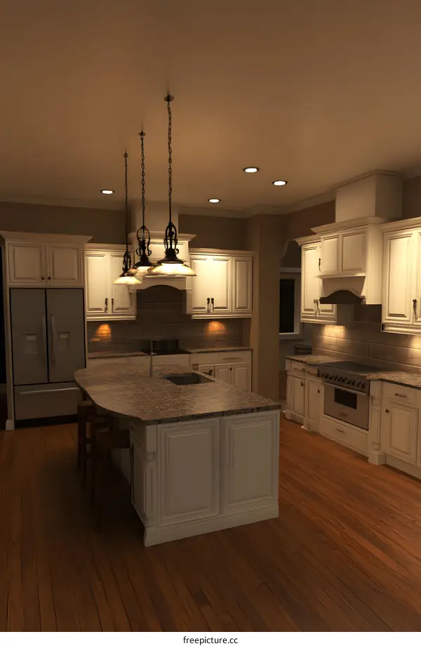 Modern Kitchen Interior Design with White Cabinets and Island