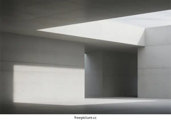 Concrete Architecture Space with Skylight and Geometric Design
