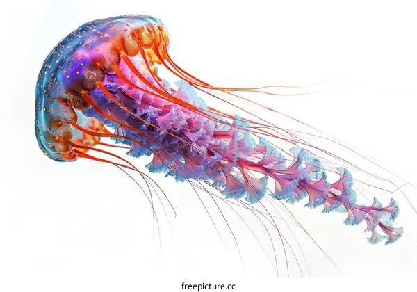 A Bioluminescent Jellyfish Swims Gracefully Through the Ocean