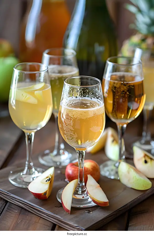 Apple Cider Glasses with Sliced Apples