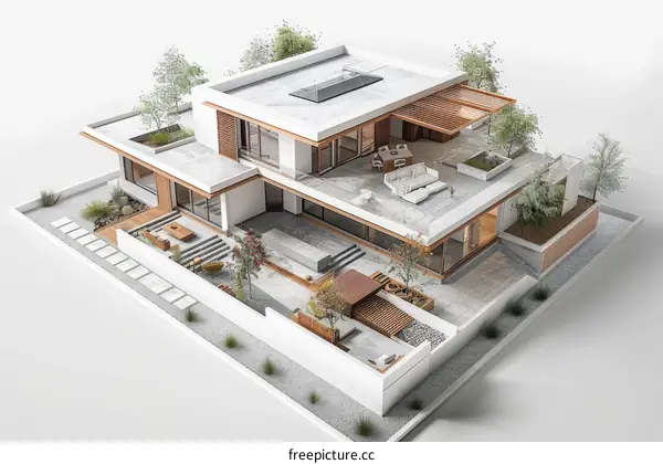 Modern House Exterior Design Illustration