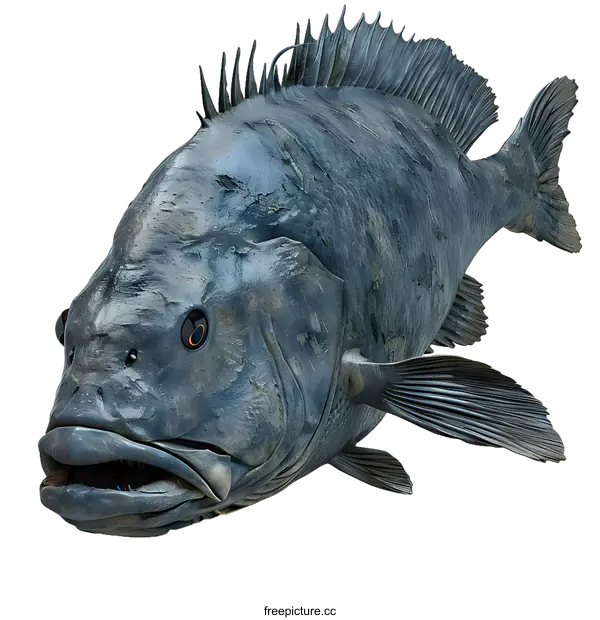 [Transparent Background PNG]A 3D rendering of a black and silver fish