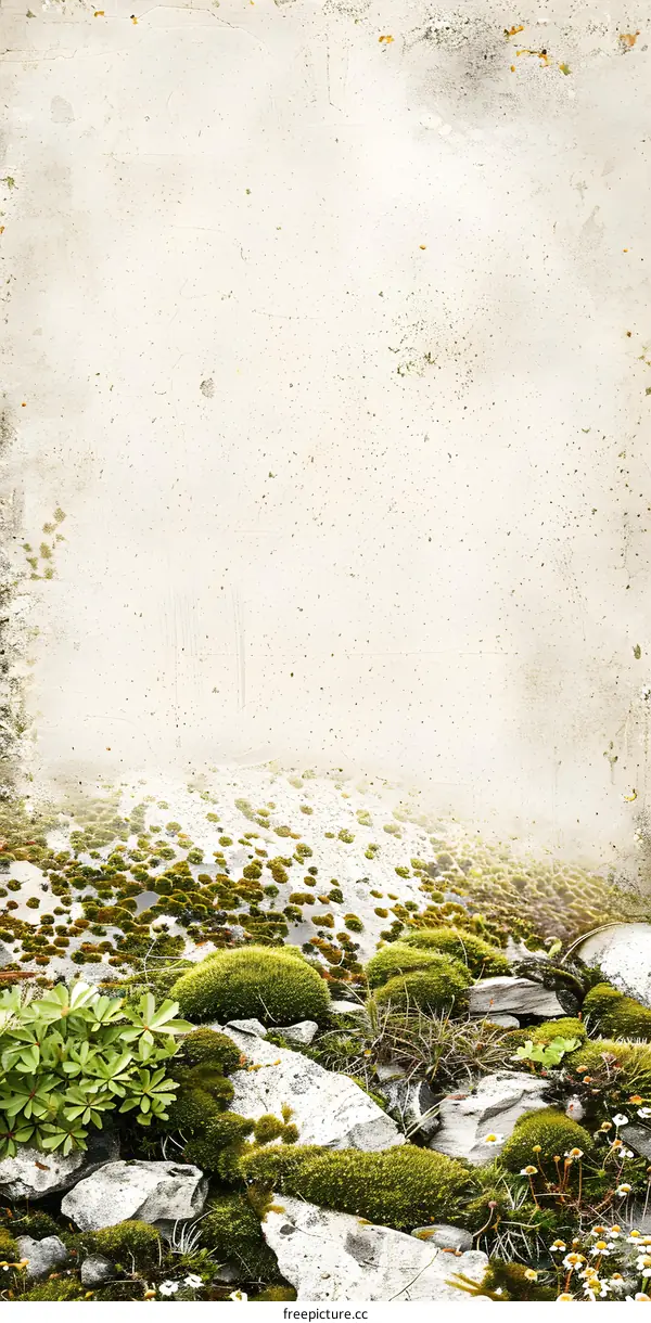 Abstract Green Mossy Background with Stone Texture