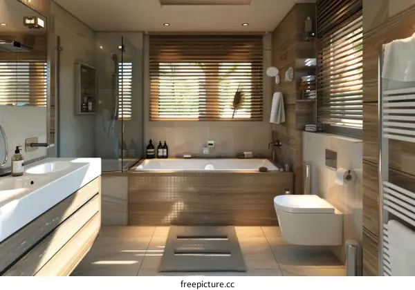 Modern Bathroom Interior Design With Wooden Accents
