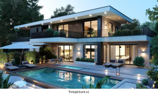 Luxurious Modern Mansion with Enchanting Pool Oasis