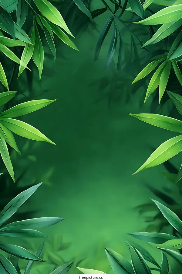Green Tropical Leaves Frame Background