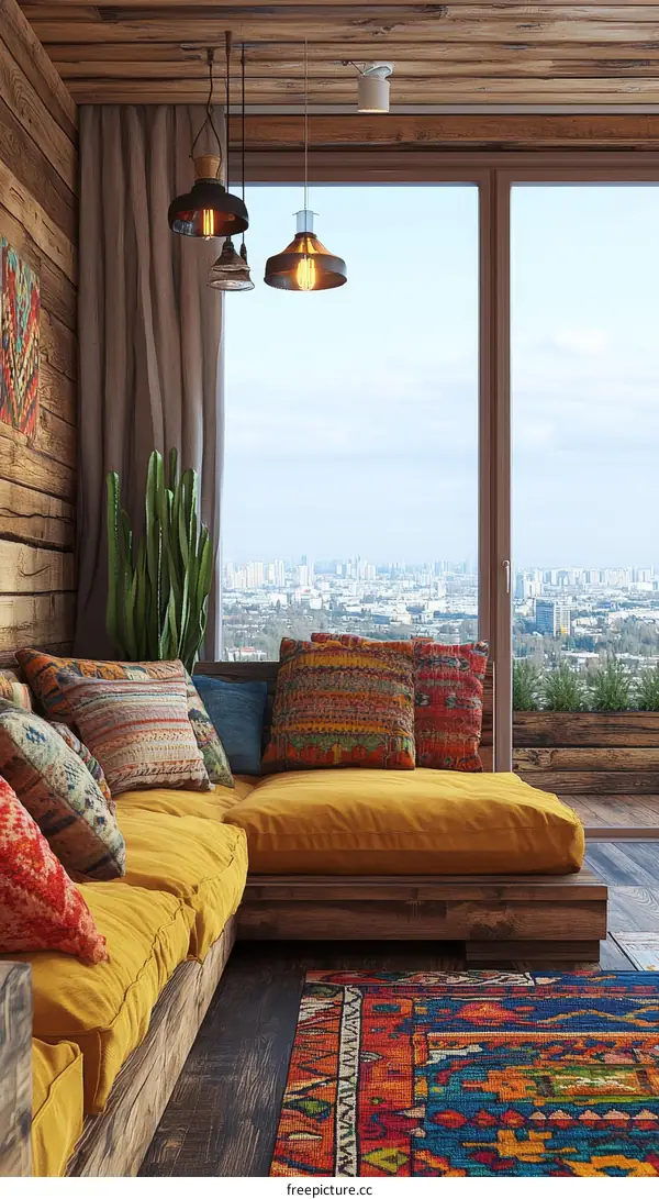 Bohemian Living Room with City View