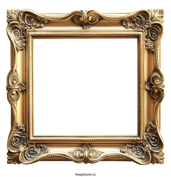 [Transparent Background PNG]Ornate Gold Picture Frame