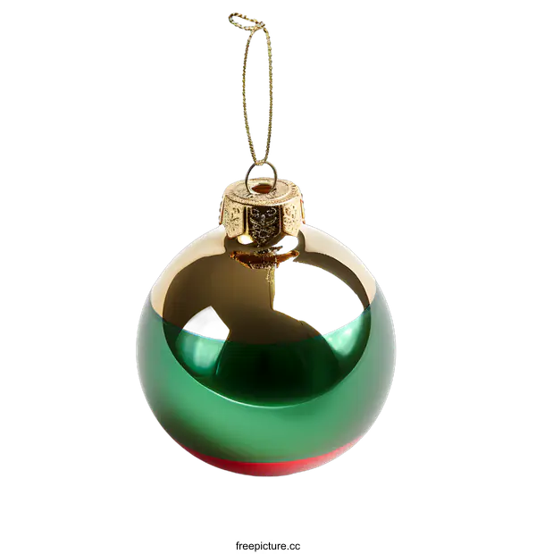 [Transparent Background PNG]Shiny Christmas Ornament with Gold, Green, and Red Colors