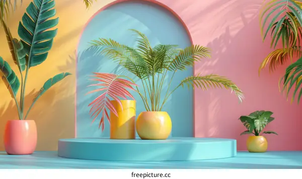 Colorful Tropical Plants Display Stand
