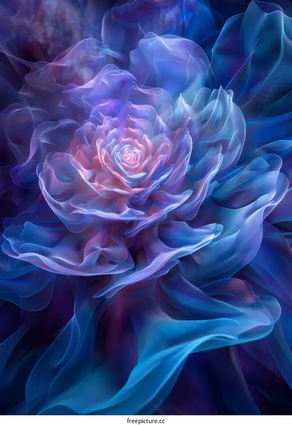 Blue and Purple Fractal Flower