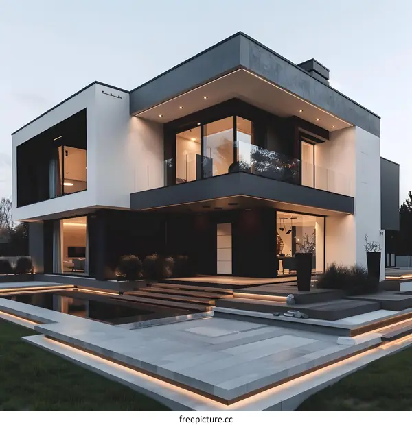 Modern House Exterior With Pool And Landscaping