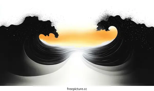 Abstract Wave Artwork with Sunset Hues