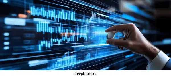 Digital Interface with Hand Holding a Pill