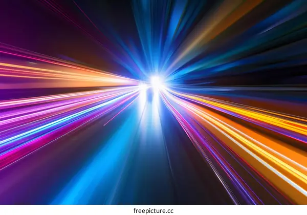 Abstract colorful light streaks in motion blur