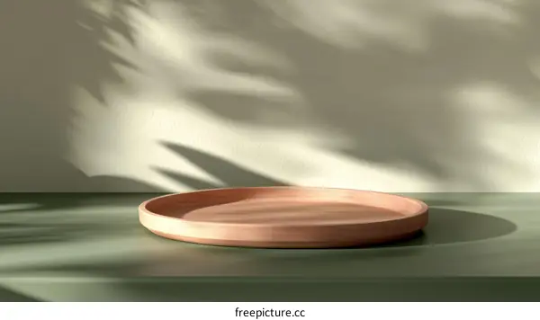 Wooden Display Platform with Natural Light and Shadows