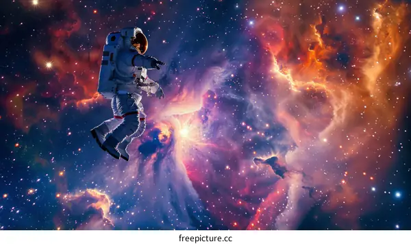Astronaut Floating in the Vastness of Space