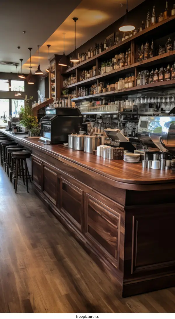 Restaurant Bar Counter with Liquor Shelf