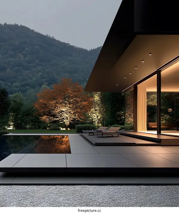 Modern Minimalist House with Infinity Pool and Mountain View