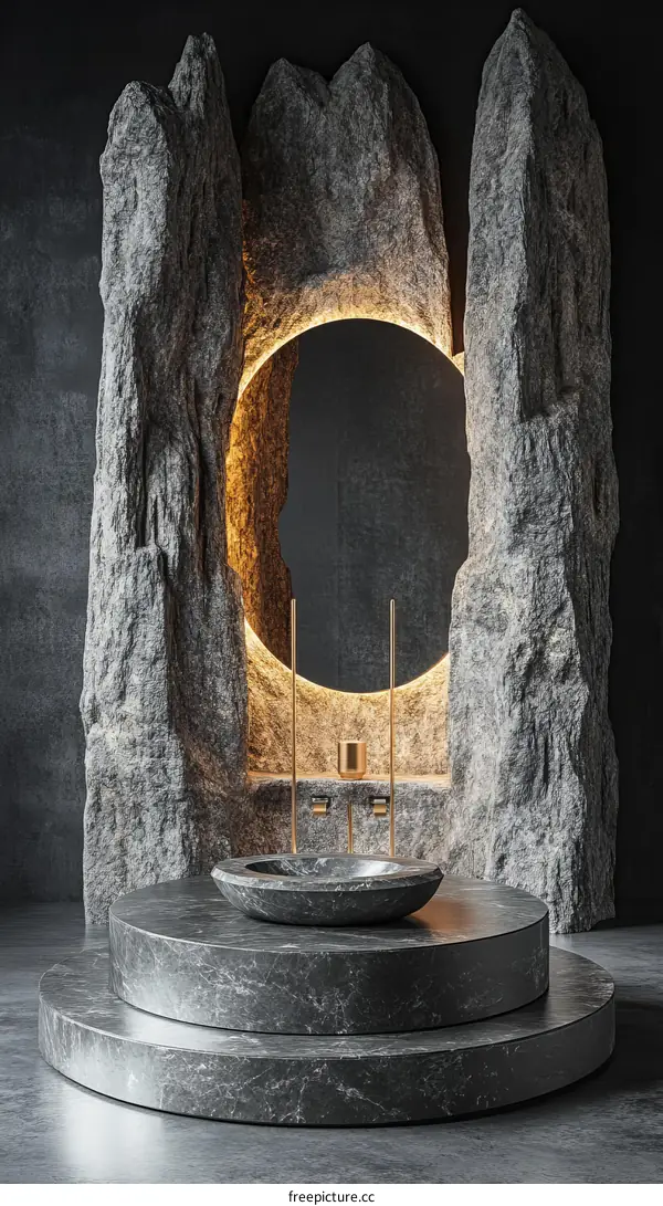 Modern Stone Sink with Circular Pedestal