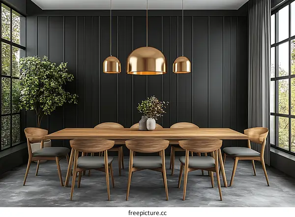 Modern Dining Room with Dark Accents