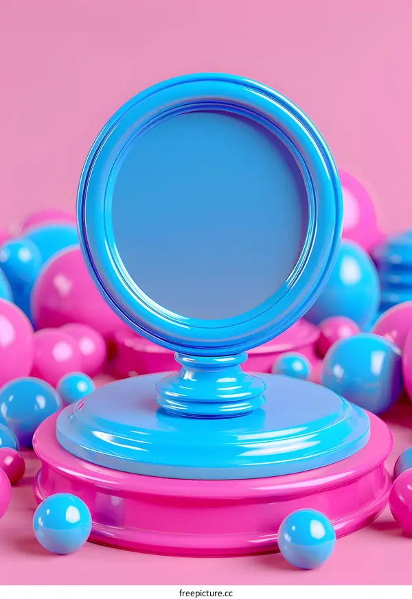 Blue and Pink 3D Abstract Background for Product Mockup