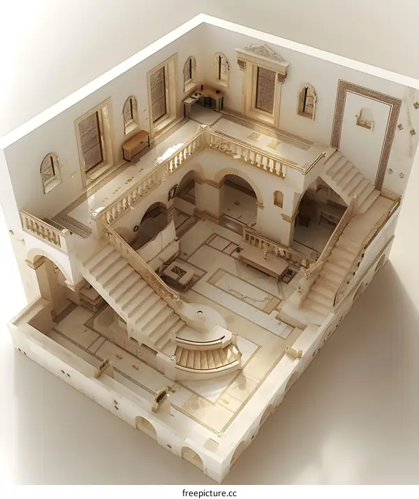 Cutaway View of a Luxurious Mansion Interior