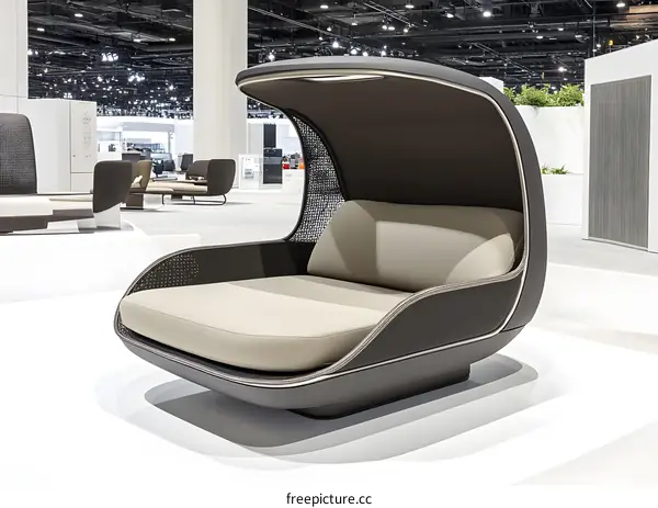 Modern Lounge Chair with Canopy in Exhibition Space