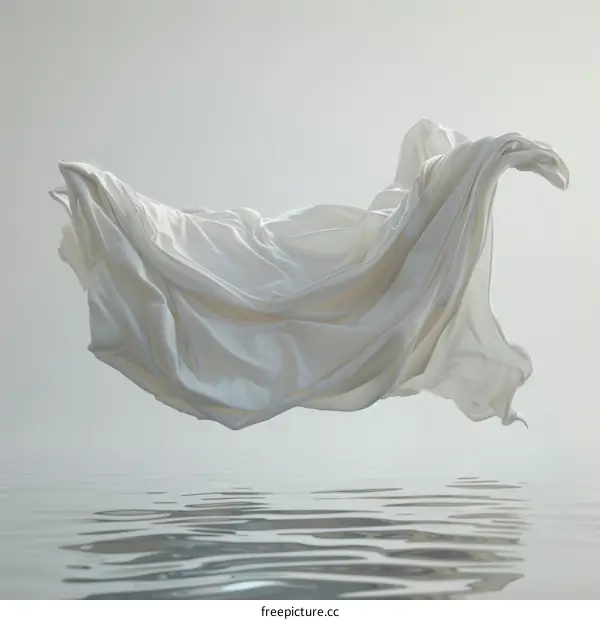 White cloth floating above water surface