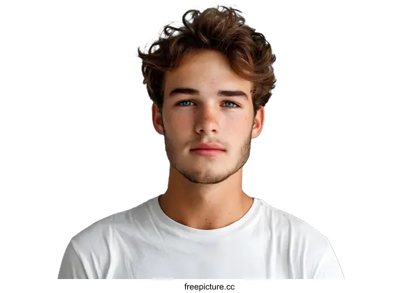 [Transparent Background PNG]Portrait of Young Man with Curly Hair