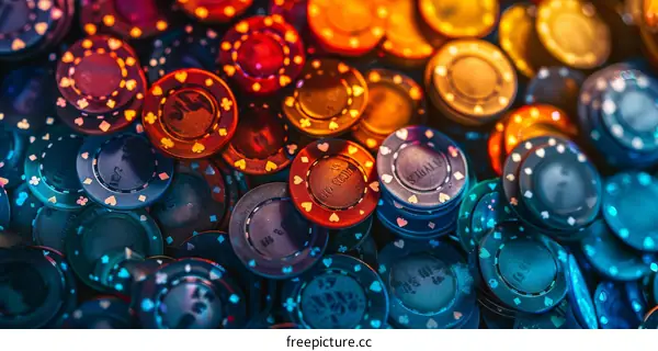 An Overhead View of a Pile of Casino Chips