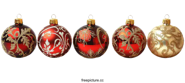 [Transparent Background PNG]Christmas Ornaments in Red and Gold