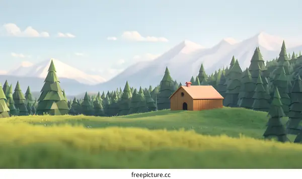 Low Poly House in the Forest
