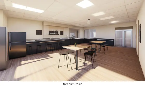 Modern Minimalist Kitchen Break Room Interior Design