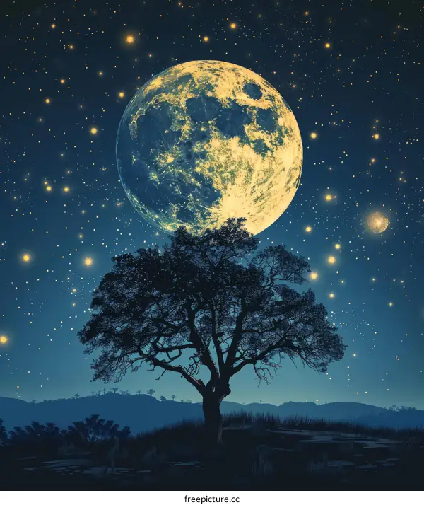 Blue Moon over Lonely Tree