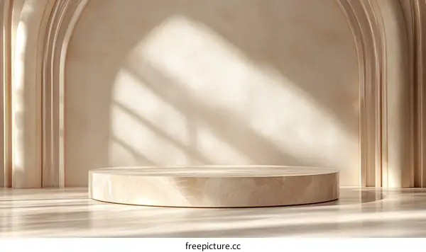 Beige Marble Product Display Stand with Archways