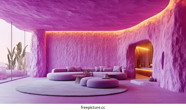 Modern Purple Cave-like Interior Design